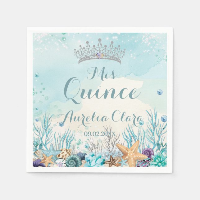 Quinceañera Unterhalb der Muscheln des Meeres Serviette (Vorderseite)