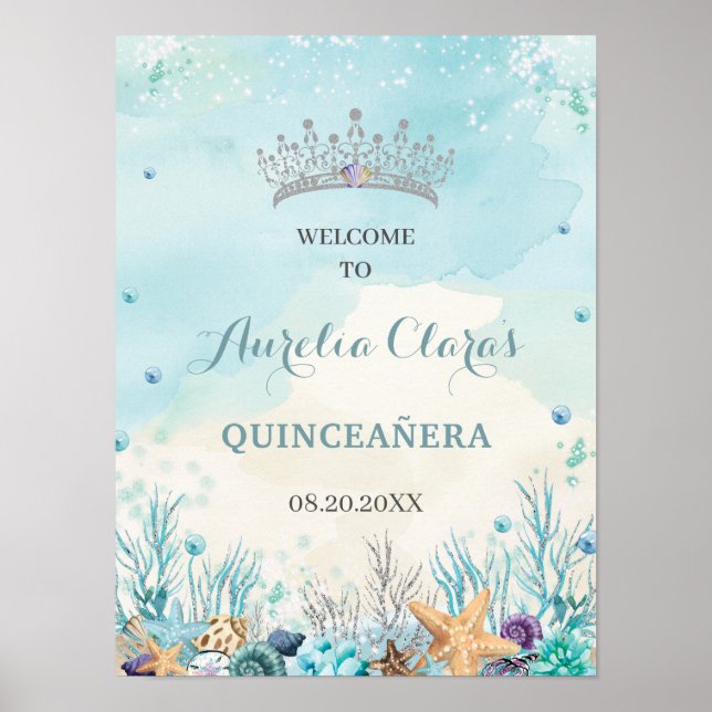 Quinceañera Unterhalb des Strandes Willkommen Poster (Vorne)