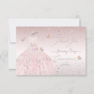 Quinceanera Vielen Dank Blush Glitzer Gown Einladu Einladung