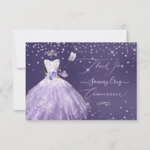 Quinceanera Vielen Dank Dusty Lila Glitzer Gown Einladung