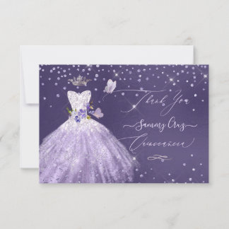 Quinceanera Vielen Dank Dusty Lila Glitzer Gown Einladung