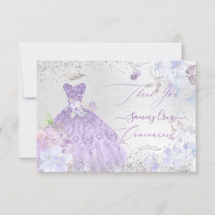 Quinceanera Vielen Dank Dusty Lila Glitzer Gown Einladung
