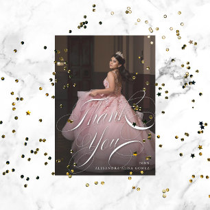 Quinceanera Vielen Dank Foto-Karte Ankündigung