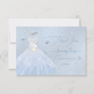 Quinceanera Vielen Dank Glitzer Silver Baby Blue I Einladung