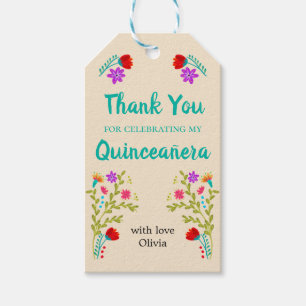 Quinceanera Vielen Dank, Türkis grüne Blume Geschenkanhänger