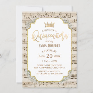 Quinceanera Vintag Music 15. Geburtstag Einladung