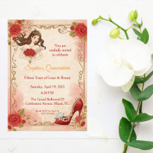 Quinceanera Vintage Roses Elegant Birthday