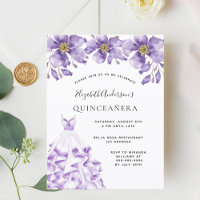 Quinceanera violettes weißes Kleid floral elegant
