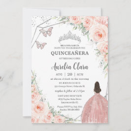 Quinceañera Weiche Blüte Blütenblüte Rose Silberkr Einladung
