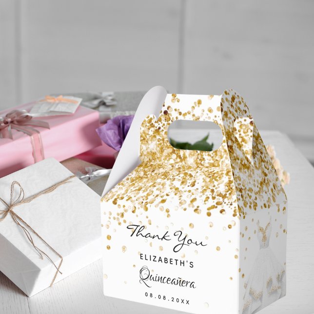 Quinceanera weißes Gold verhandet Geschenkschachtel (Von Creator hochgeladen)