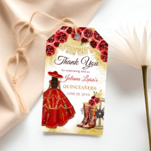 Quinceañera Western Red Gold Charra Blumenstiefel