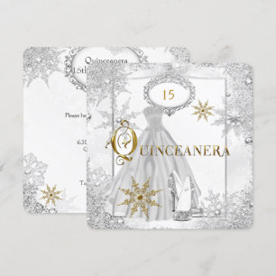 Quinceanera White Silver Snowflakes Tiara Einladung
