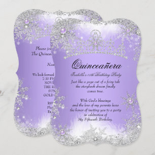 Quinceanera Winter Wonderland Lilac Lila Schnee Einladung