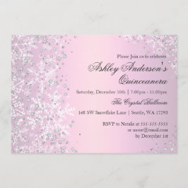 Quinceanera Winter Wonderland Rosa Schneeflocken Einladung