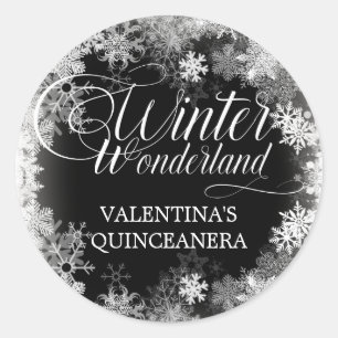 Quinceanera Winter Wonderland Snowflake Gefallen Runder Aufkleber