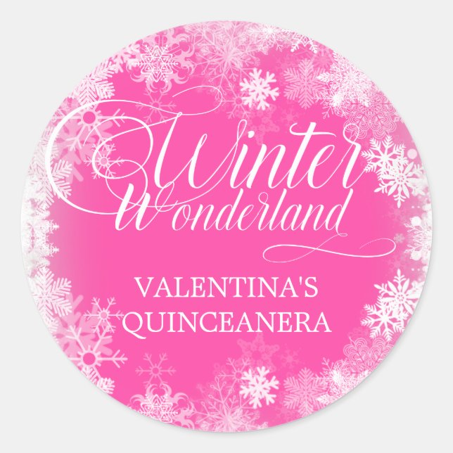 QUINCEANERA Winter Wonderland Snowflake Gefallen Runder Aufkleber (Vorderseite)
