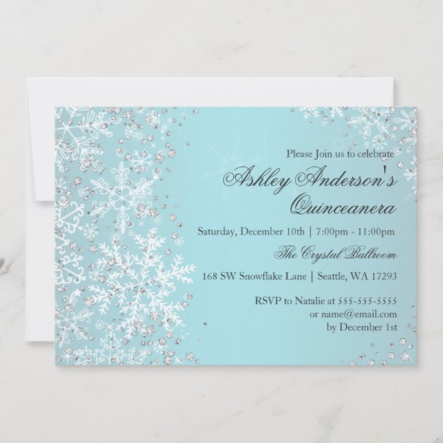 Quinceanera Winter Wunderland Einladung (Vorderseite)