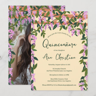 Quinceañera Wisteria Vines Floral Custom Foto Einladung