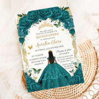 Quinceañera XV Aquamarines Green Floral Princess D
