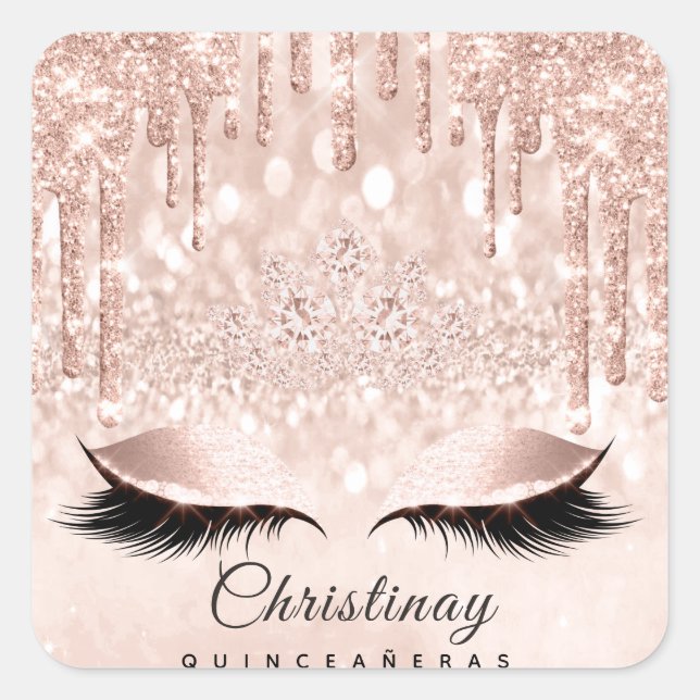 Quinceañeras Sweet 16. 15. Bridal Spark Princess Quadratischer Aufkleber (Vorderseite)