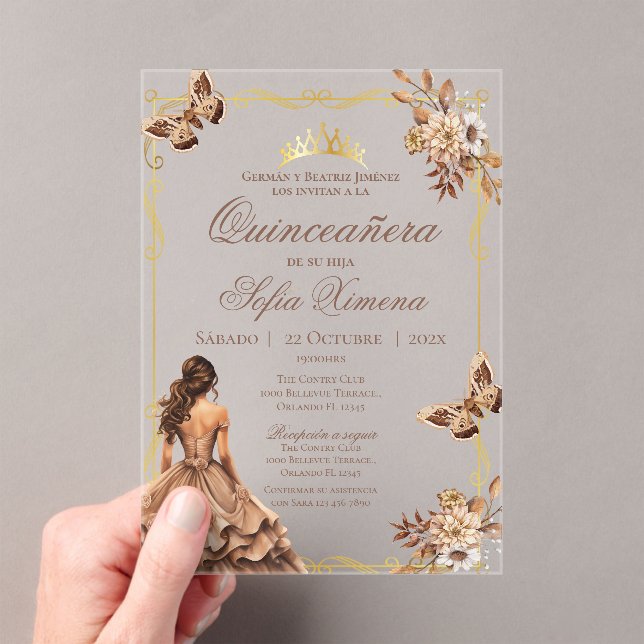 Quincenera Invitation in Spanish Boho (In situ (ordinateur de poche))