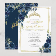 Quinceñera Navy Blue Elegante Wasserfarben