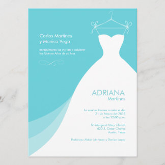 Quinceñera Vestido Azul Invitaciones Einladung