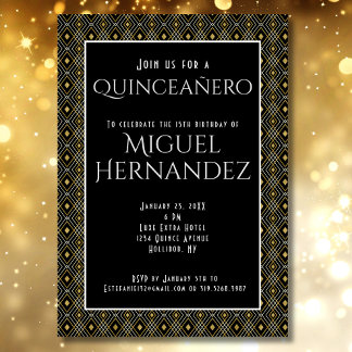 Quinceñero Elegant Art Deco Mexikanisch 15. Geburt Einladung