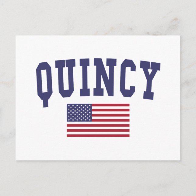 Quincy MA US-Flagge Postkarte (Vorderseite)