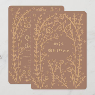 Quineañera 15. BDay Whimsical Floral Vines Custom Einladung