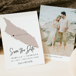 Quinn Blush Pink Aruba Map Foto Save the Date Einladung