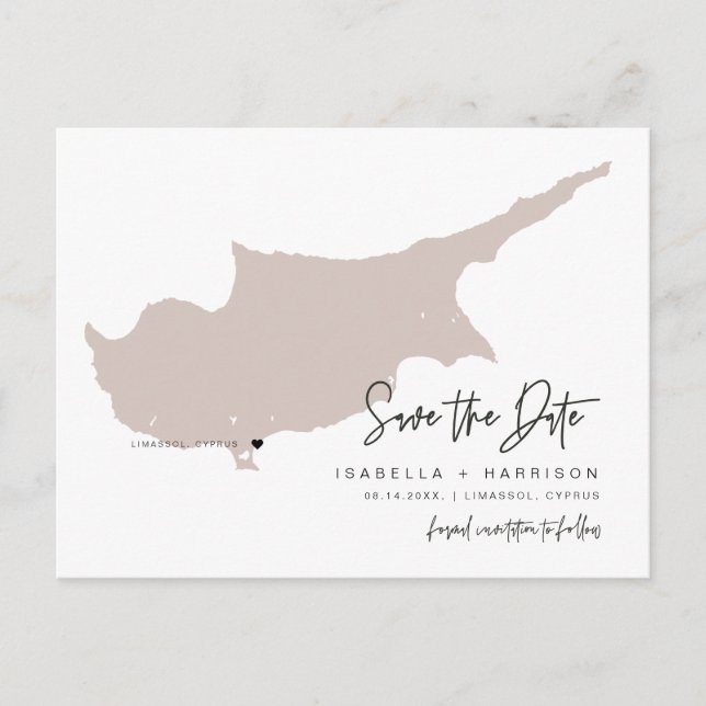 QUINN- Chypre Carte Enregistrer la date (Coeur mob (Devant)