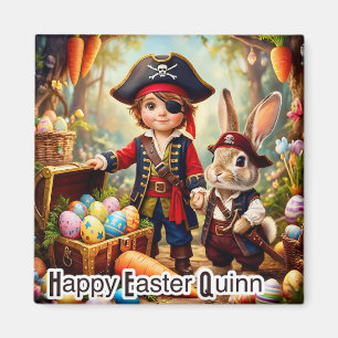 QUINN ~ FROHE OSTERN ~ Piratenjungenhase Eier~ Magnet