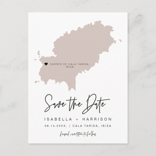QUINN Ibiza Karte Save the Date (bewegliches Herz) (Vorderseite)