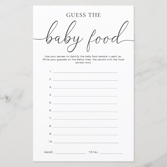Quinn Minimal schätzen das Baby Food Game (Vorderseite)