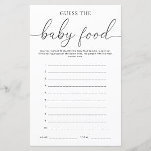 Quinn Minimal schätzen das Baby Food Game