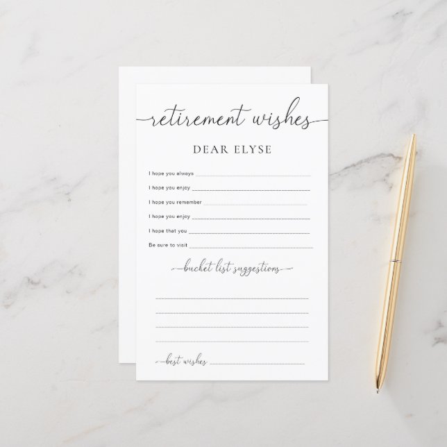 Quinn Minimalistisch Retirement wünscht (Vorderseite/Rückseite Beispiel)