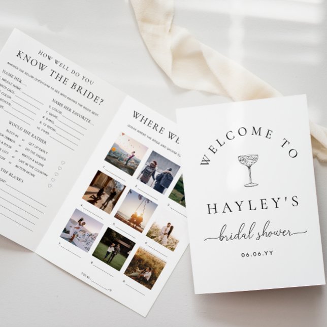 Quinn Script Brautparty Game und Menu Booklet Flyer (Bridal Shower Game and Menu Booklet Quinn Script )