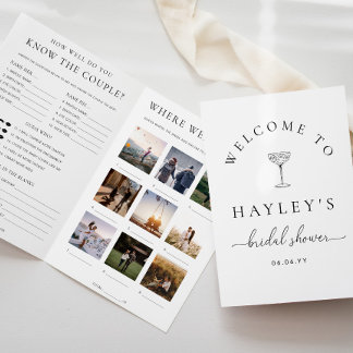 Quinn Script Bridal Shower Game and Menu Booklet Einladung