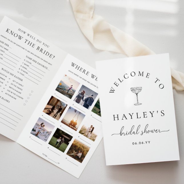 Quinn Script Bridal Shower Game and Menu Booklet Einladung (Von Creator hochgeladen)