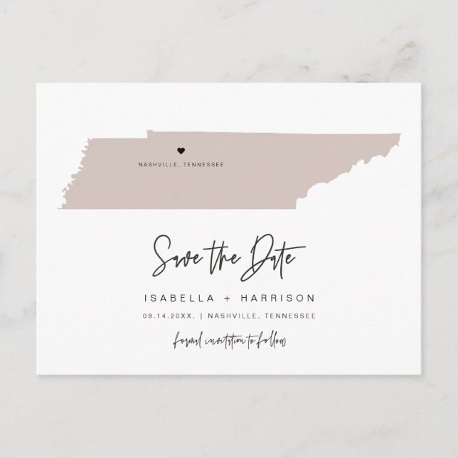 QUINN - Tennessee Karte Save the Date Bewegliches  (Vorderseite)