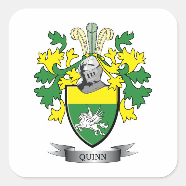 Quinn-Wappen Quadratischer Aufkleber (Vorderseite)