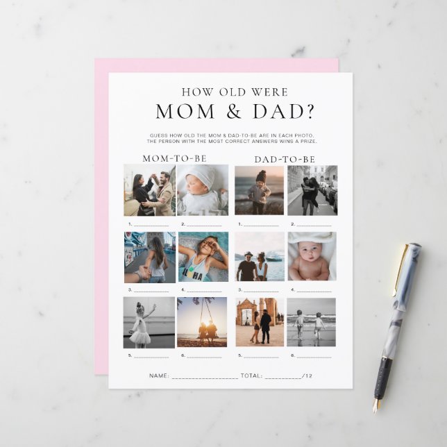 Quinn Wie alt war Mama und Vater Foto Spiel (Vorderseite/Rückseite Beispiel)