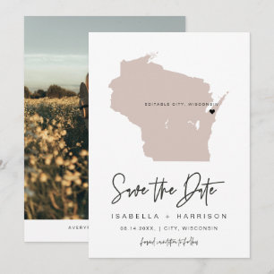 QUINN WISCONSIN Blush Pink Carte Photo Enregistrer