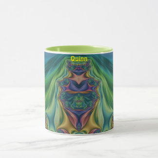QUINN ~ Zany 3D-Fraktal ~ Lila-Gelb Tasse