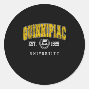 Quinnipiac Arch Vintage Uni Sportsport de Runder Aufkleber