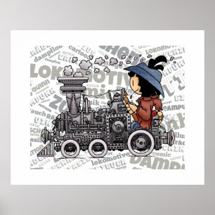 Quinns Dampf-Lokomotive Poster