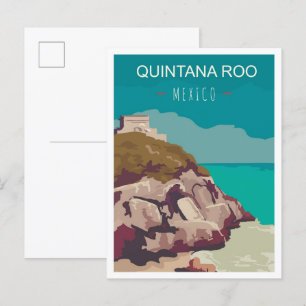 Quintana Roo Mexiko Vintage-Reiseillustration Postkarte