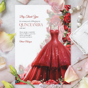 Quintencera Glam Red Dress Dankeskarte