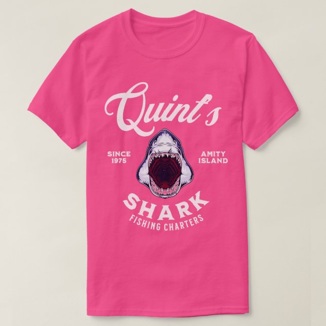 Quints Fischerei Charters seit 1975 Amity Island T-Shirt (Design vorne)